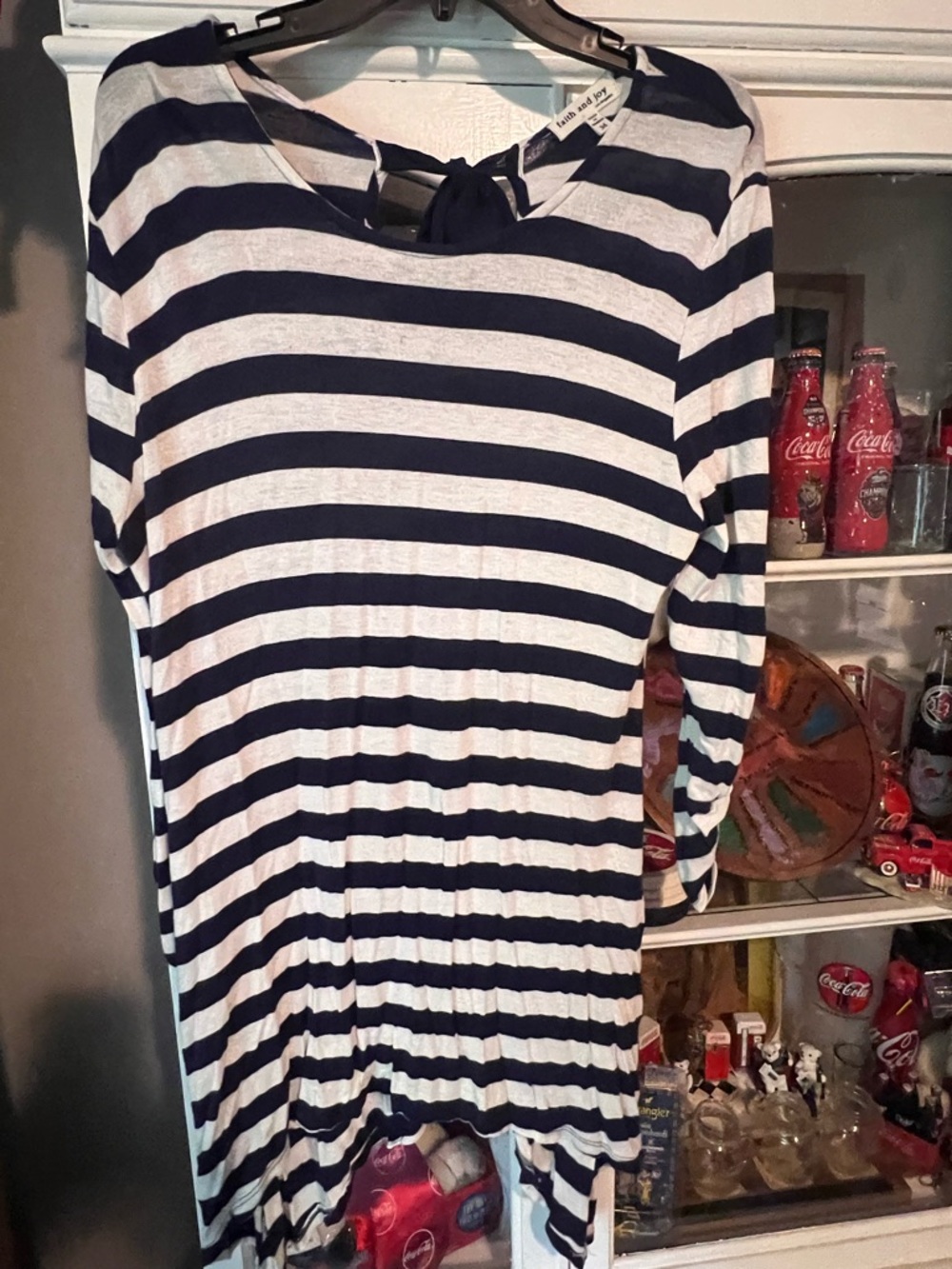 Faith and Joy Navy and White Striped Long Sleeve Top